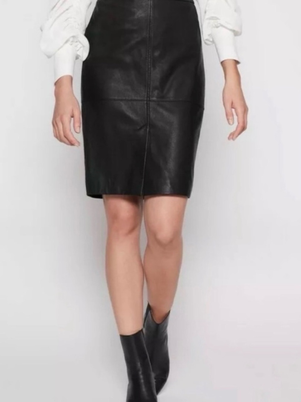 Joie Navi - Black Lamb Leather Pencil Skirt